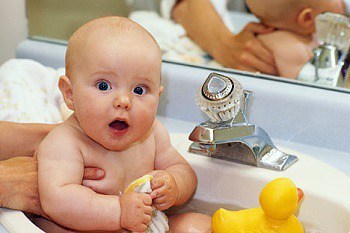 Bathing baby